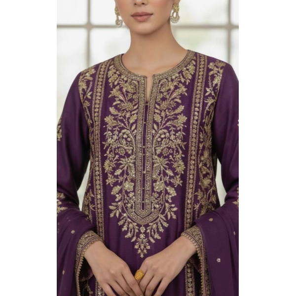 Plum Rawsilk Festive Three-piece - Image 2